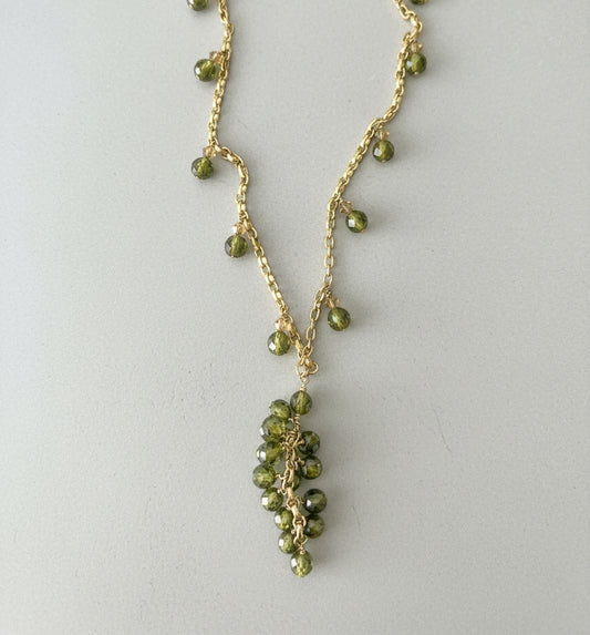 14K Gold Filled Necklace with Green CZ
