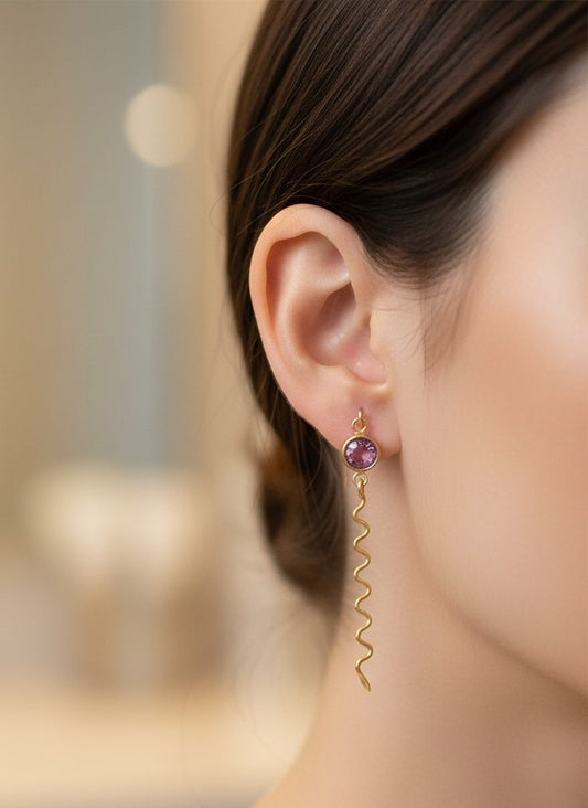 14K Gold Filled with Pink Crystals