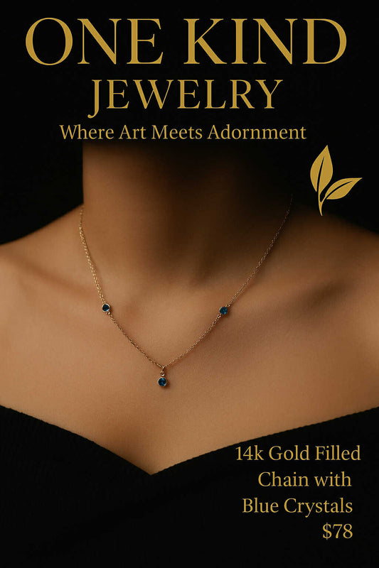 14k Gold-filled Beads with Blue Crystals