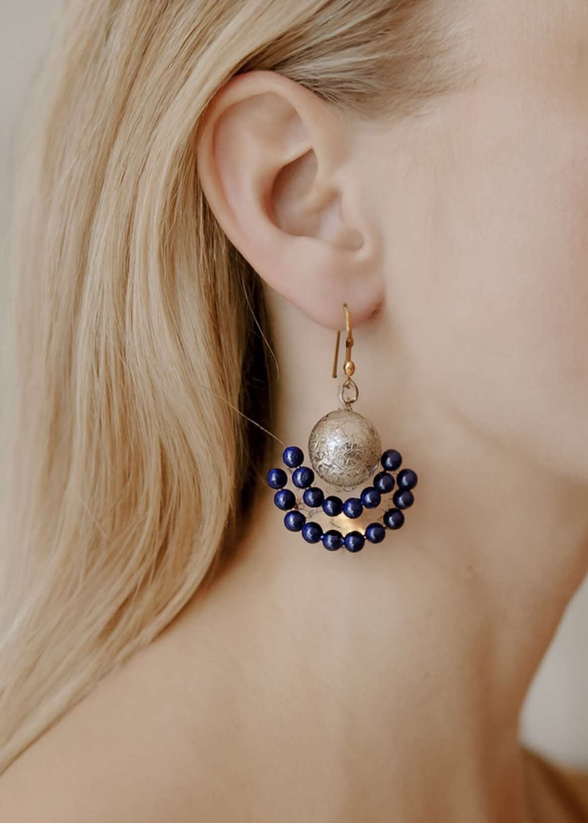 14k Gold Filled, Natural Stone and Vintage Bead Earrings