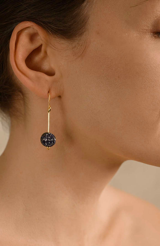 14K Gold Filled Black Natural Stone