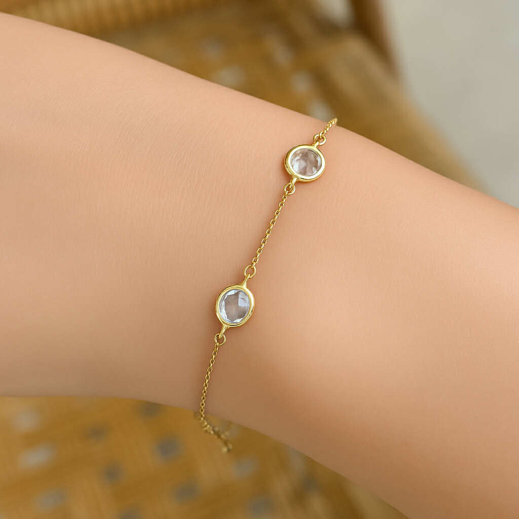 14K Gold Plated Clear Crystal Bracelet