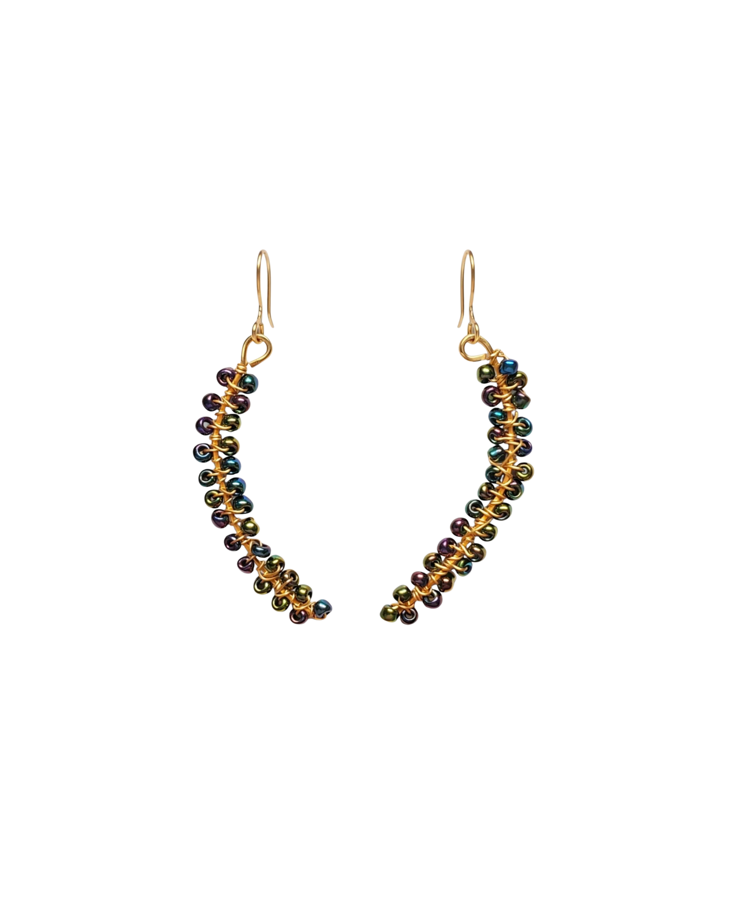 14K Gold Wire-Wrapped Bead Drop Earrings