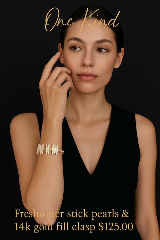 Freshwater Stick Pearls with 14K Gold Filled Clasp Bracelet