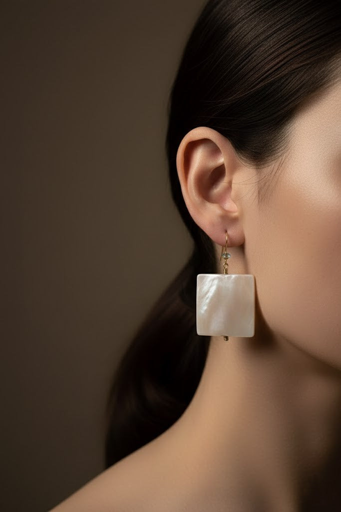 Gold Plated with Pink Mother of Pearl and Small Crystal Baby Blue