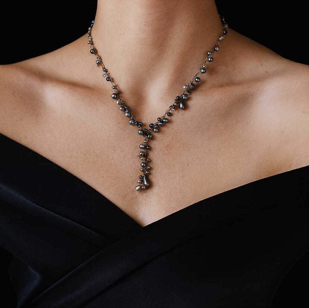 Mother of Pearl and Hematite Beads on Sterling Silver