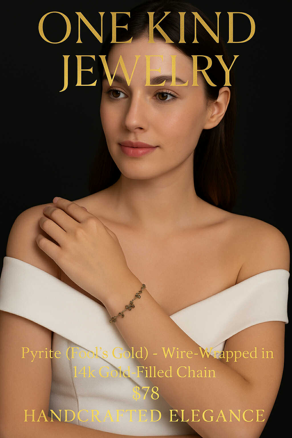 Pyrite Wire Wrapped 14K Gold Filled Chain Bracelet