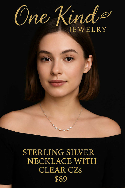 Sterling Silver Necklace with Clear CZs