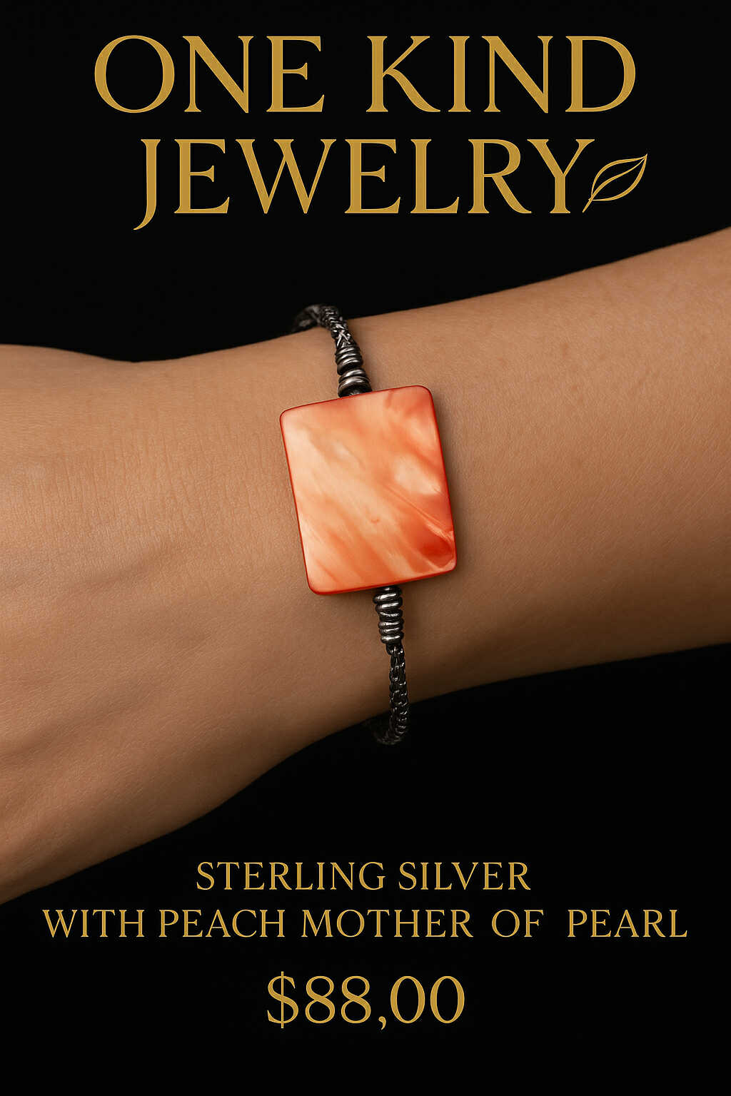 Sterling Silver Peach Mother of Pearl