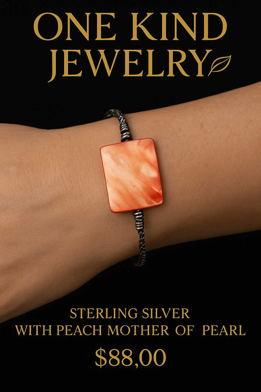 Sterling Silver Peach Mother of Pearl