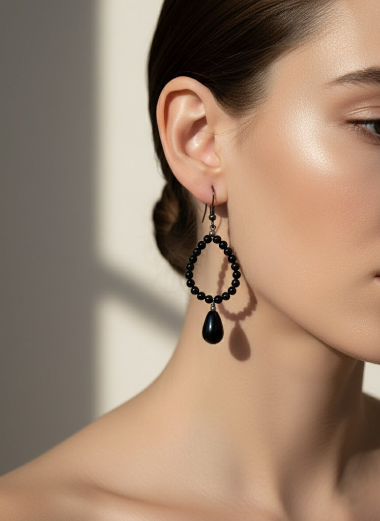 Sterling Silver and Black Onyx Earrings