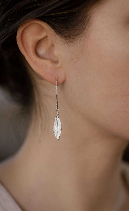 Sterling Silver Leaf Earrings