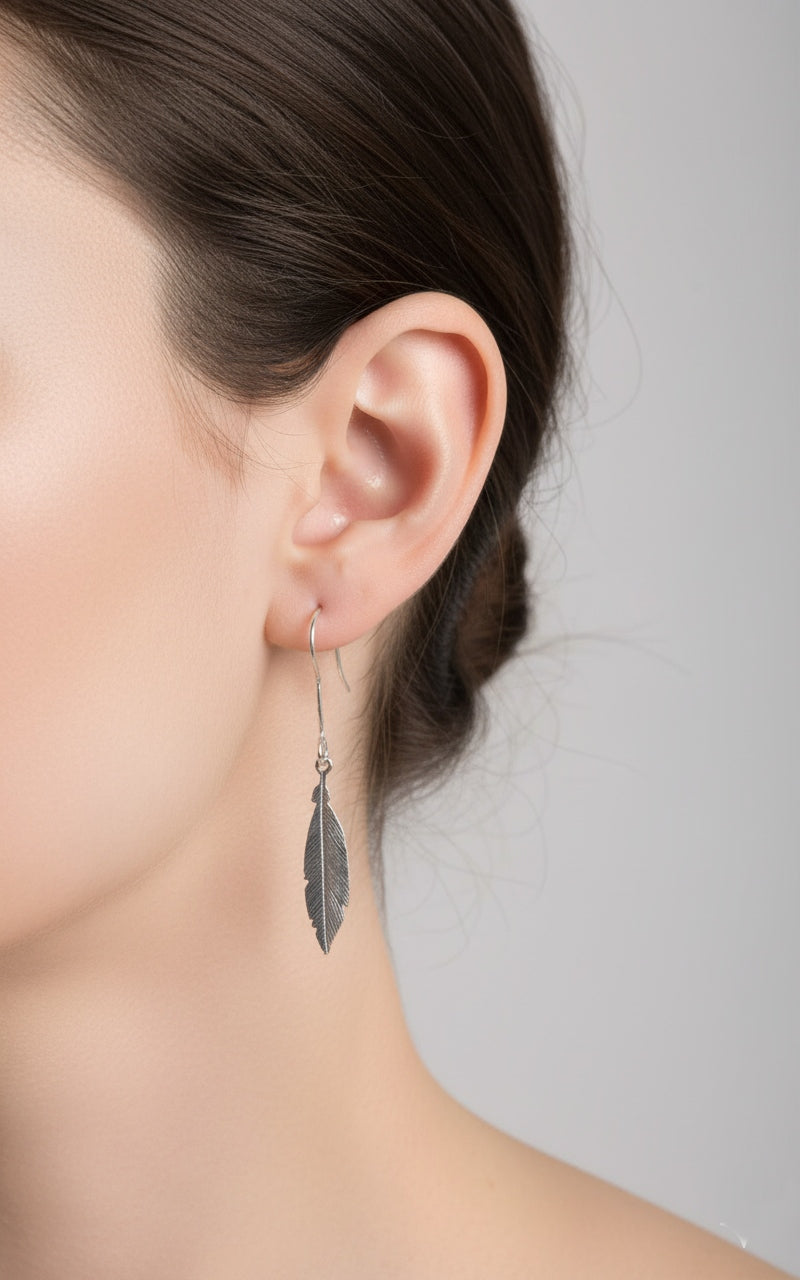 Sterling Silver Leaf Earrings
