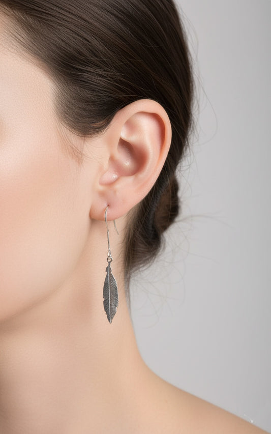 Sterling Silver Leaf Earrings