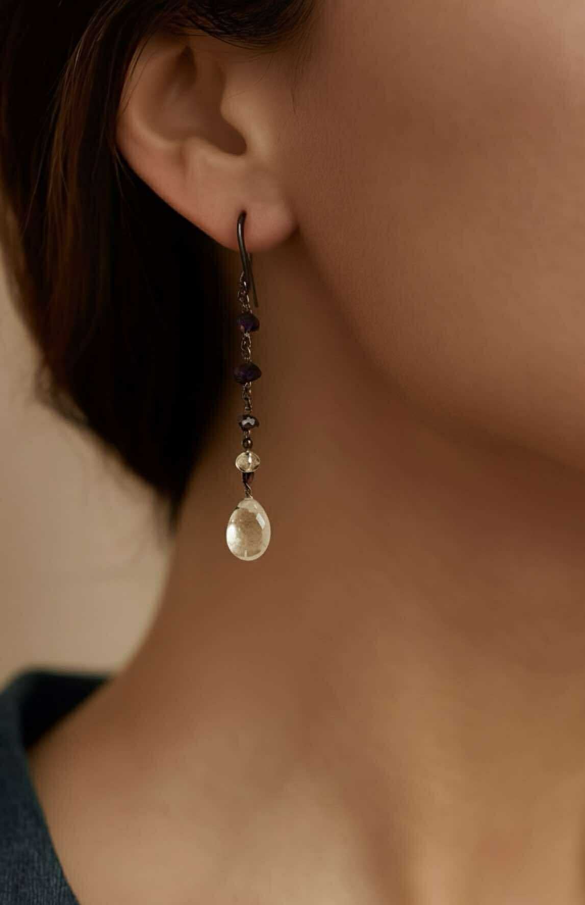 Sterling Silver Wire Wrap and Amethyst Earrings