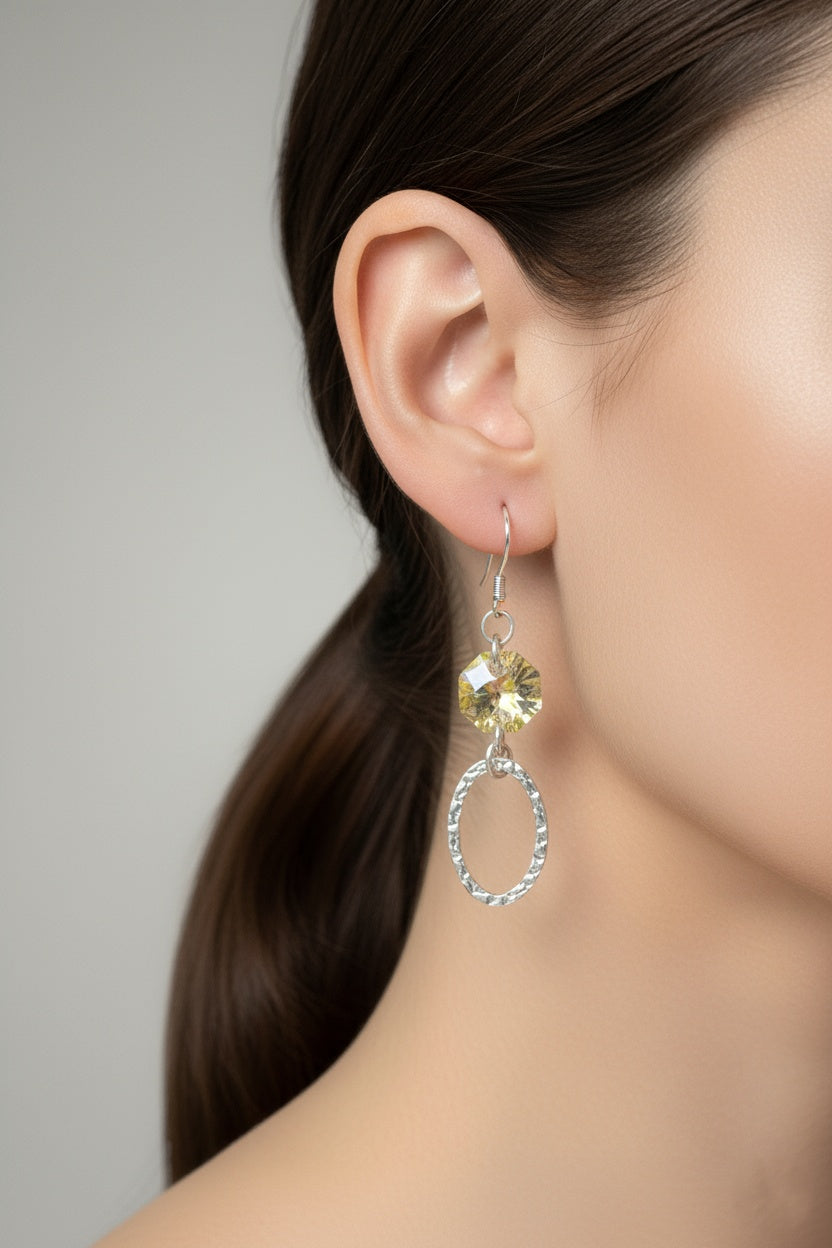 Sterling Silver with Swarovski Crystals and Blue Chalcedony