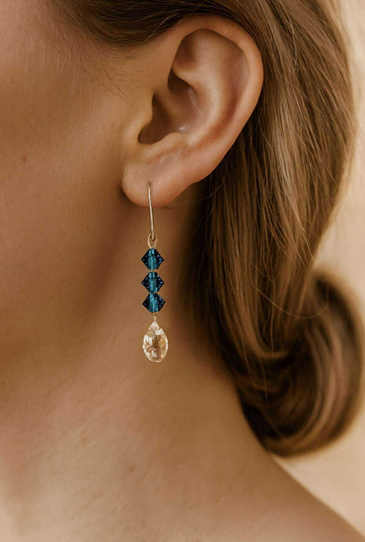 Sterling Silver with Blue and Clear Swarovski Crystals