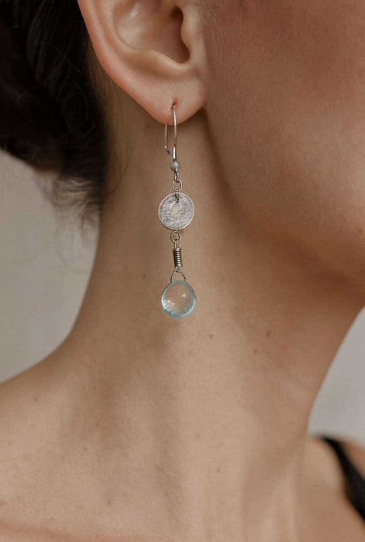 Sterling Silver with Natural Blue Stone Earrings