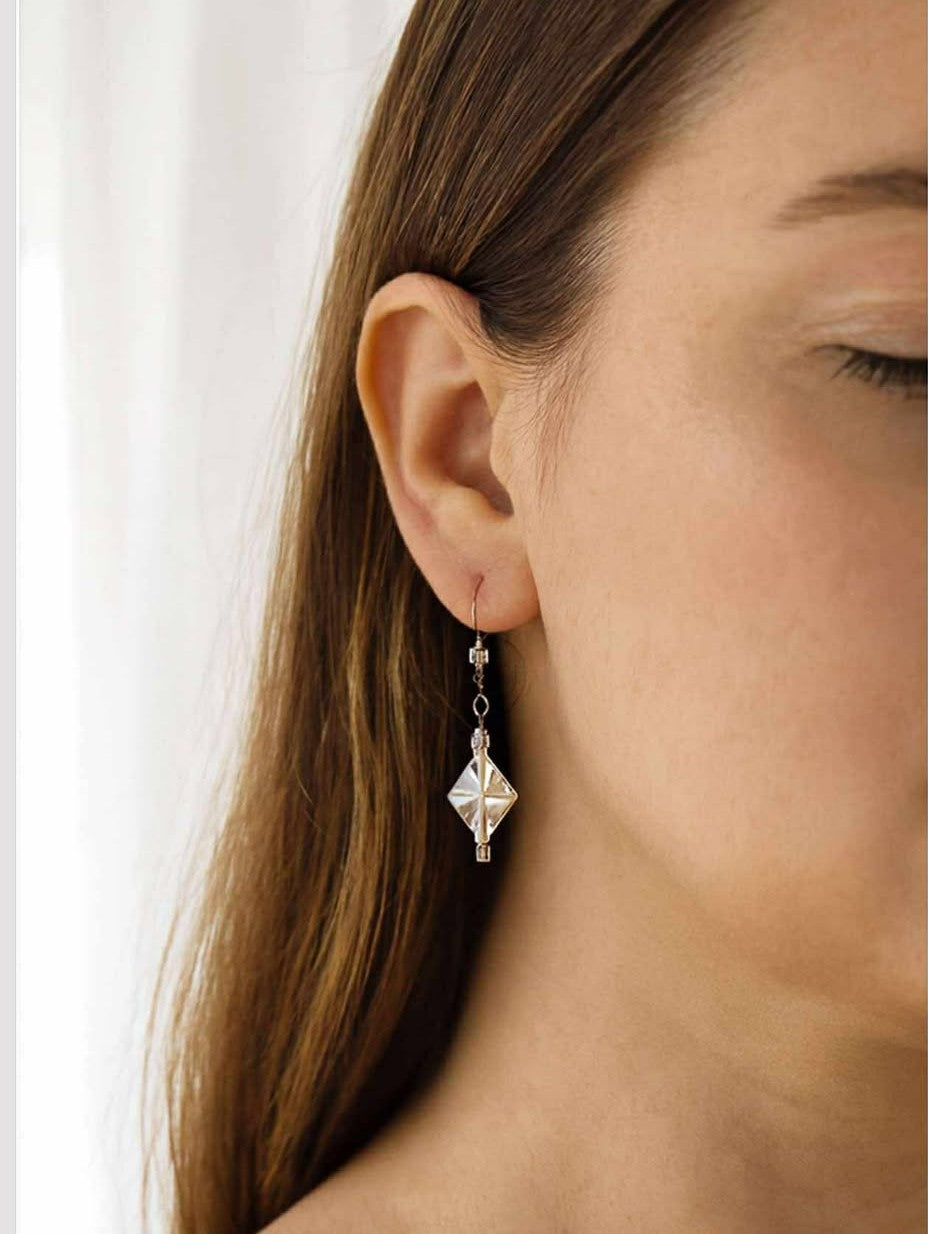 Sterling Silver with Clear Swarovski Crystal Earrings