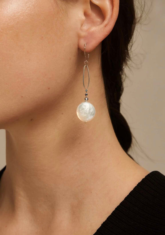 Sterling Silver with Coin Pearl Earrings