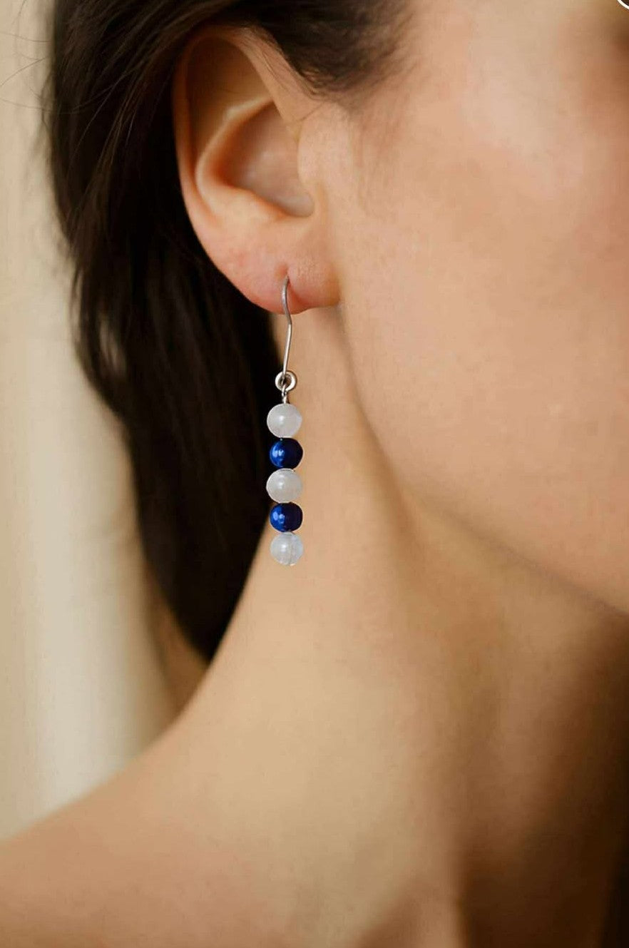 Sterling Silver with Pink Jade and Blue Jade