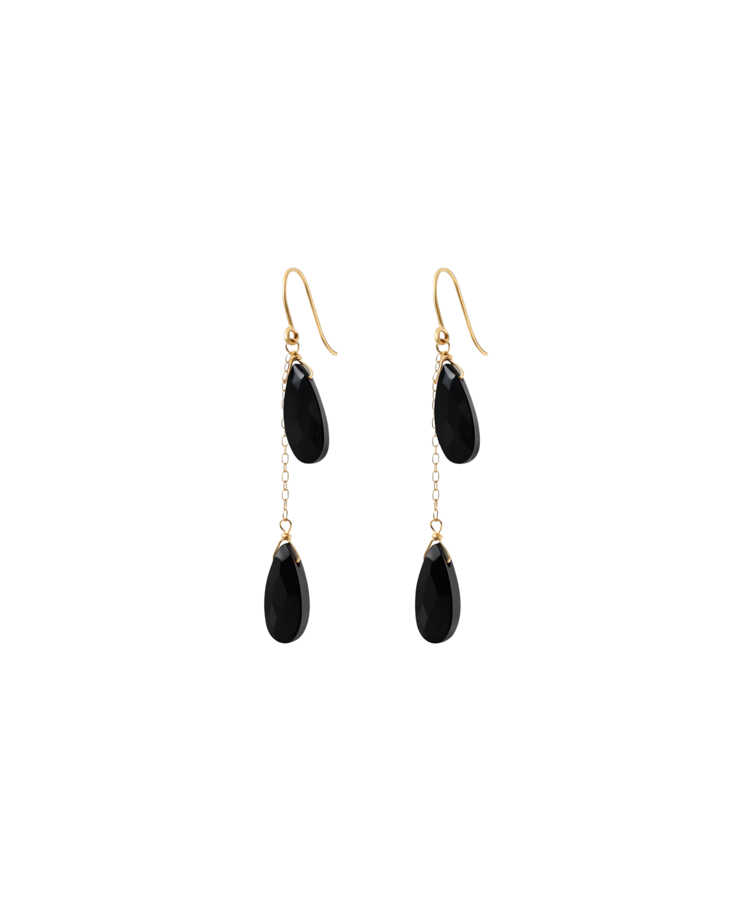 Black Onyx & 14K Gold-Filled Chain Drop Earrings
