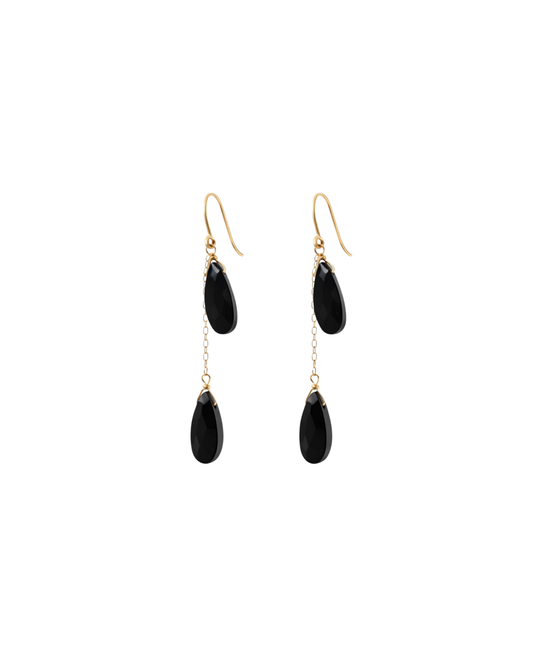 Black Onyx & 14K Gold-Filled Chain Drop Earrings