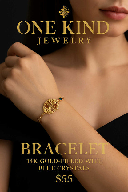 14K Gold Filled Blue Crystal Bracelet