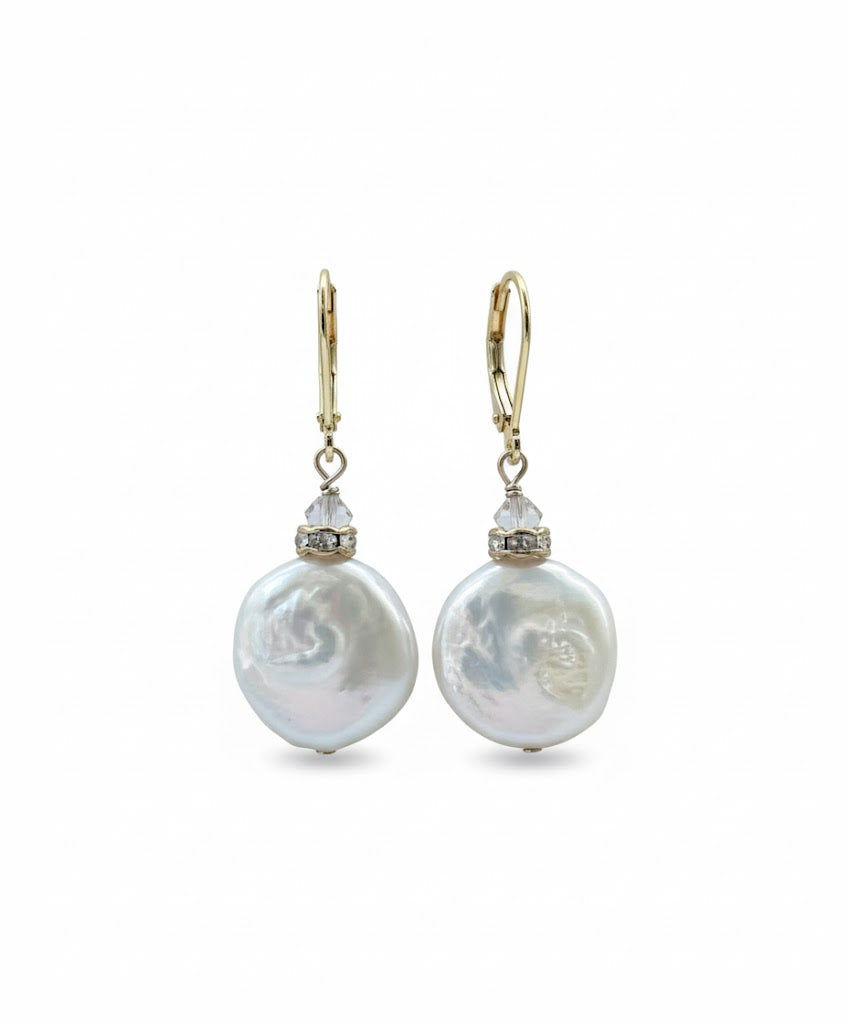 14K Gold Filled Fresh Water Coin Pearl and Crystals