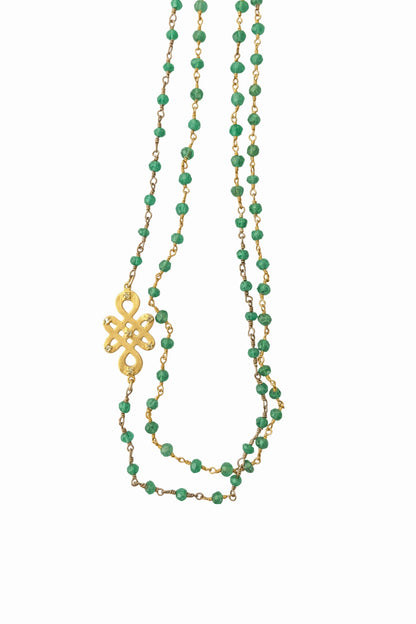 14K Gold Filled Wire Wrapped Emerald with Gold Filled Charm