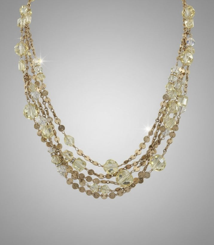 14K Gold Filled Yellow Swarovski Crystals 5-Stranded