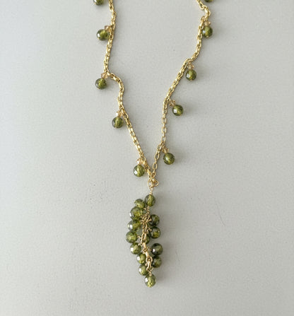 14K Gold Filled Necklace with Green CZ