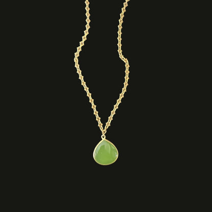 14 Karat Gold Filled With A Green Natural Stone Charm