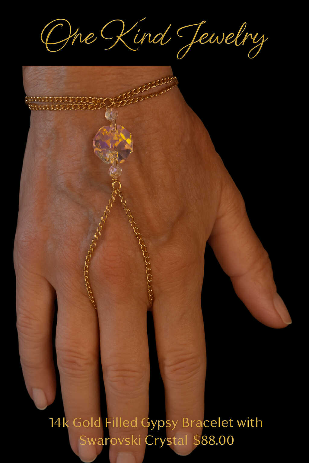 14K Gold Filled Gypsy Bracelet with Swarovski Crystal