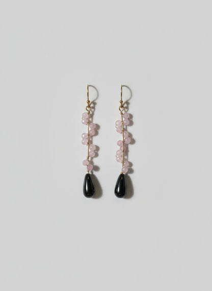 14k Gold Filled, Rose Jade, and Hematite Earrings