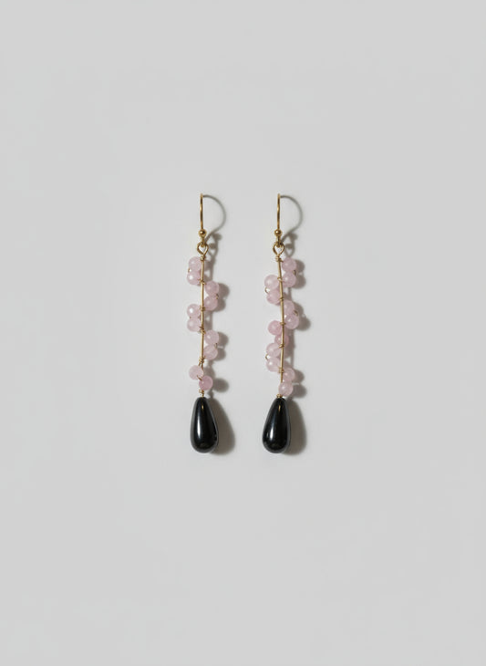 14k Gold Filled, Rose Jade, and Hematite Earrings
