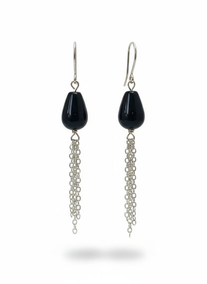 14K Gold Filled Chain and Ear Wire with Black Onyx Stone