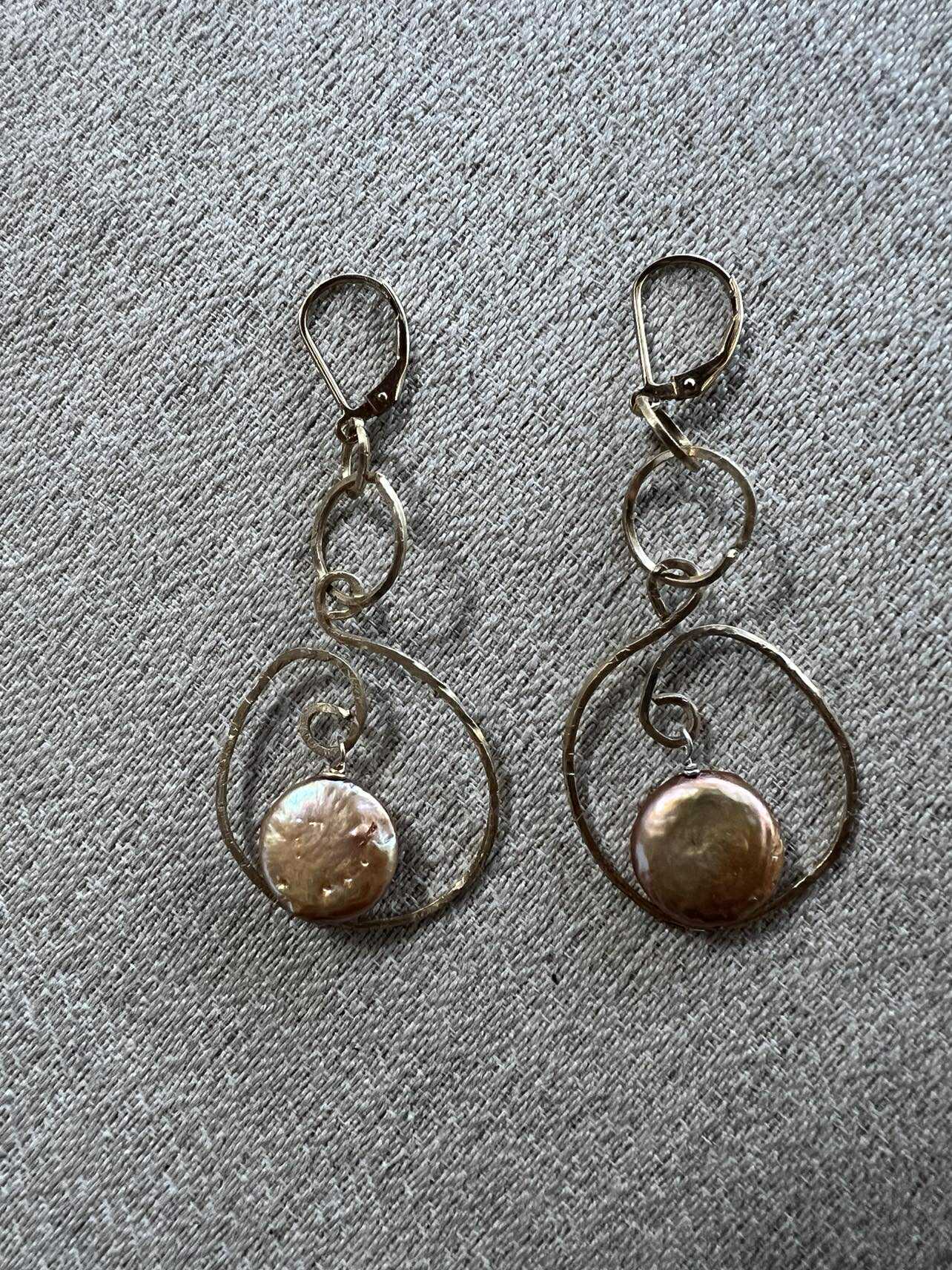 14K Gold Filled Wire with Coin Freshwater Pearls