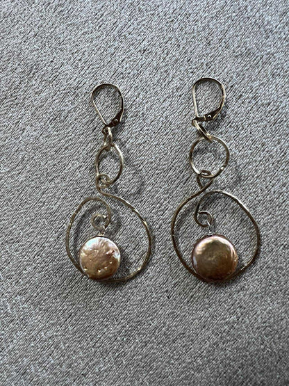 14K Gold Filled Wire with Coin Freshwater Pearls