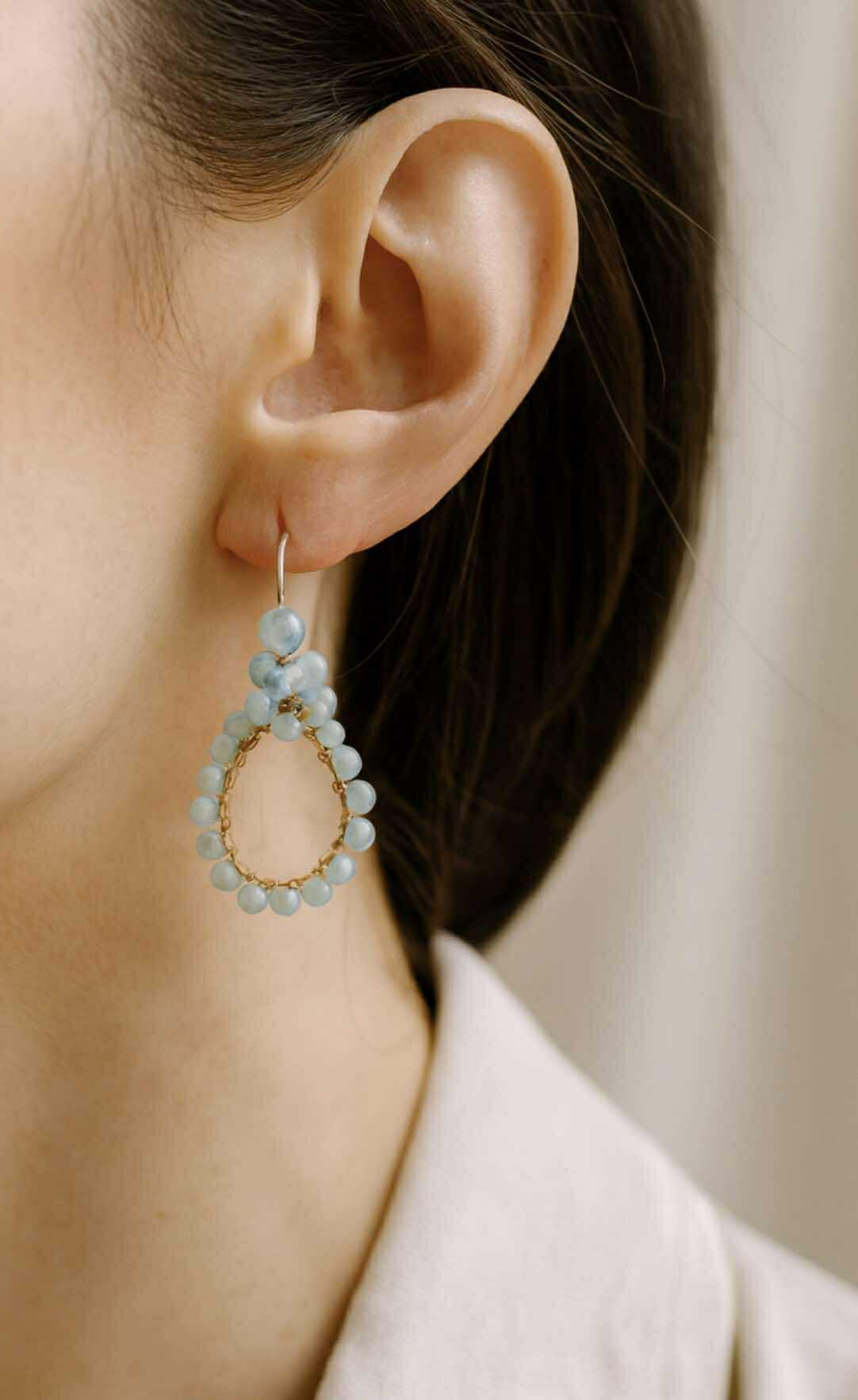 14K Gold Filled Wire Wrap with Natural Blue Jade