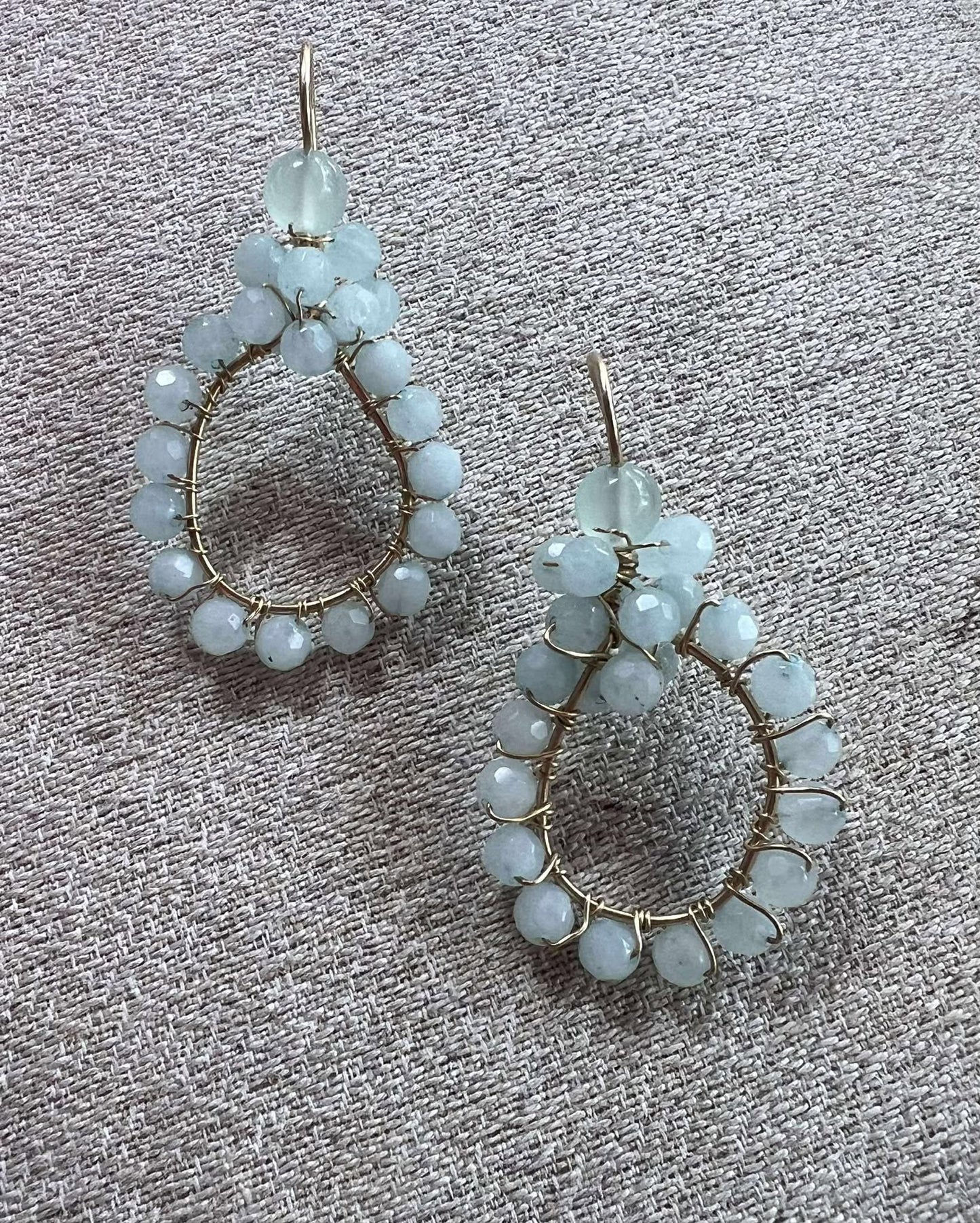 14K Gold Filled Wire Wrap with Natural Blue Jade