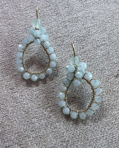 14K Gold Filled Wire Wrap with Natural Blue Jade