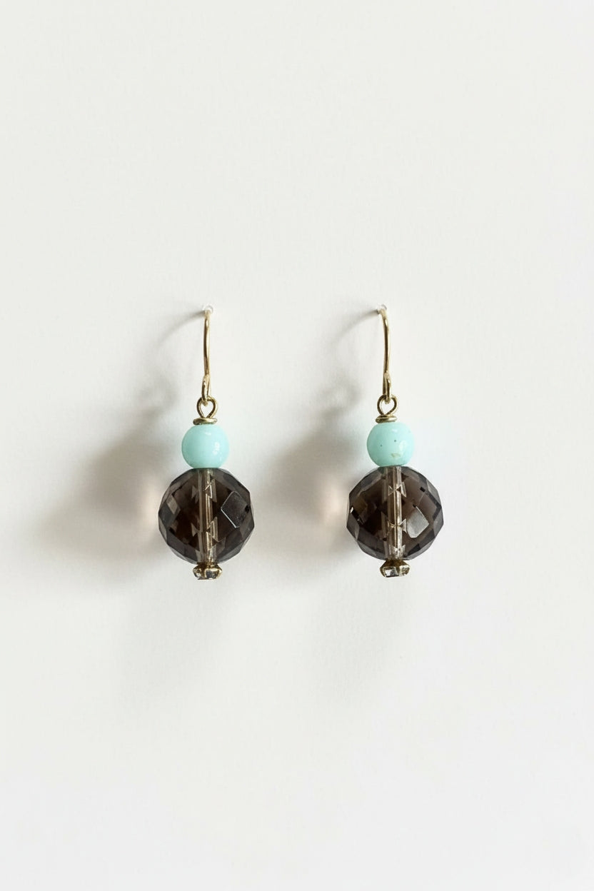 Smokey Topaz and Blue Stone Earrings