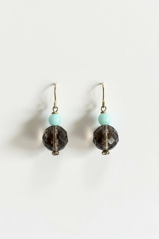 Smokey Topaz and Blue Stone Earrings