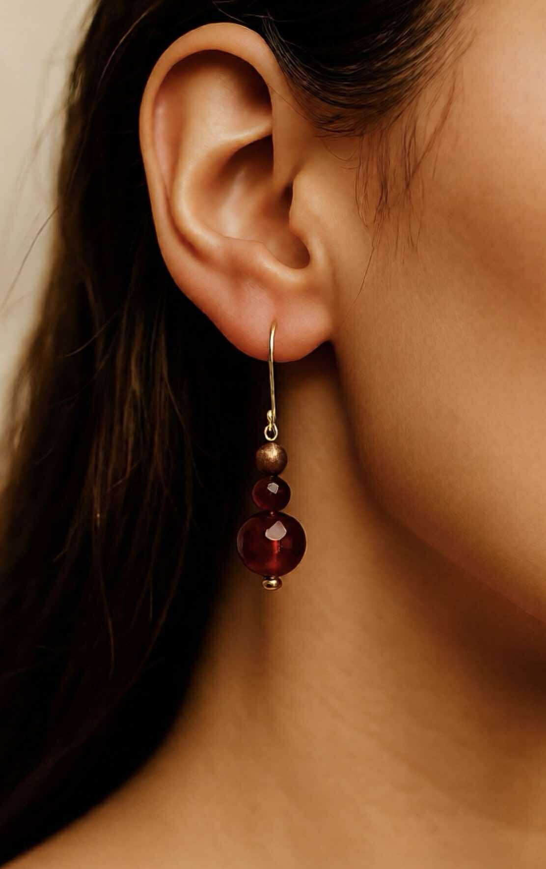 14K Gold Filled with Carnelian Round Stones