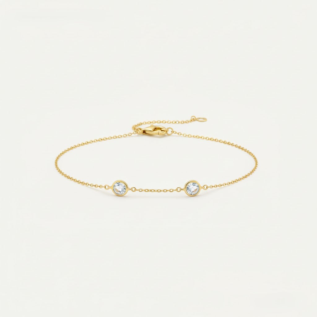 14K Gold Plated Clear Crystal Bracelet