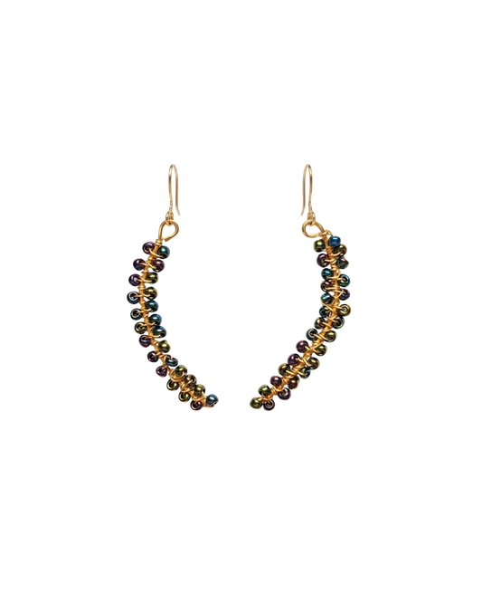 14K Gold Wire-Wrapped Bead Drop Earrings