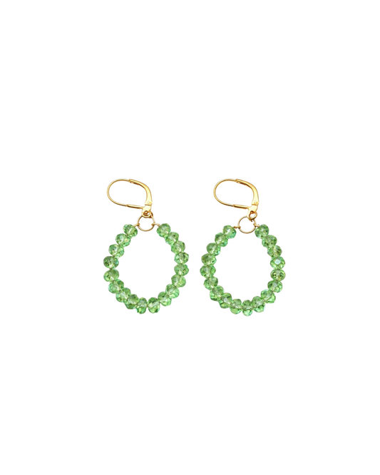 14K Gold-Filled Green Faceted Bead Hoop Earrings