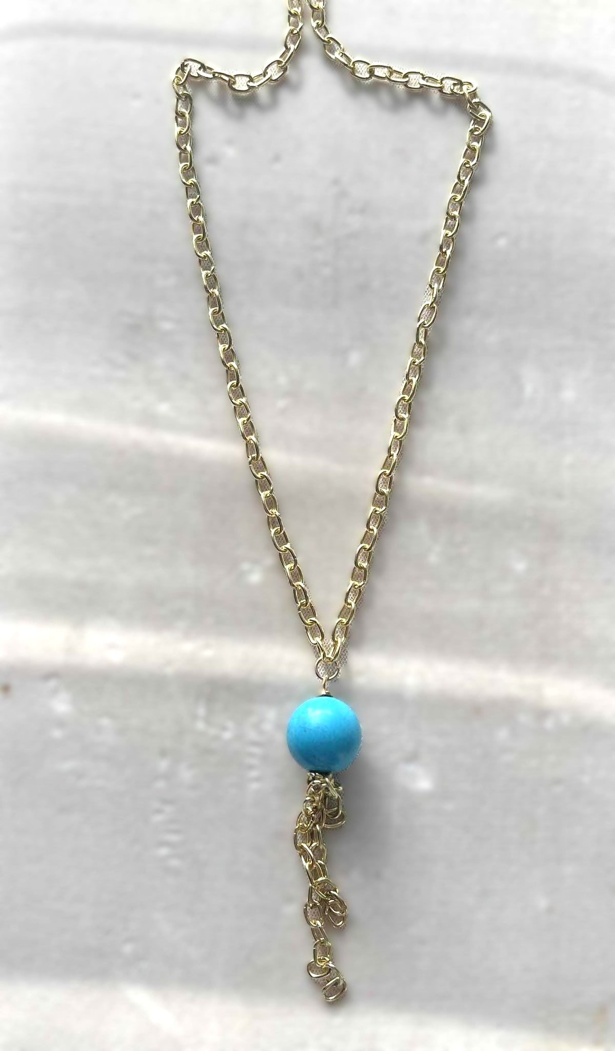 Turquoise on 14 k Gold Plated Chain - 21-inch