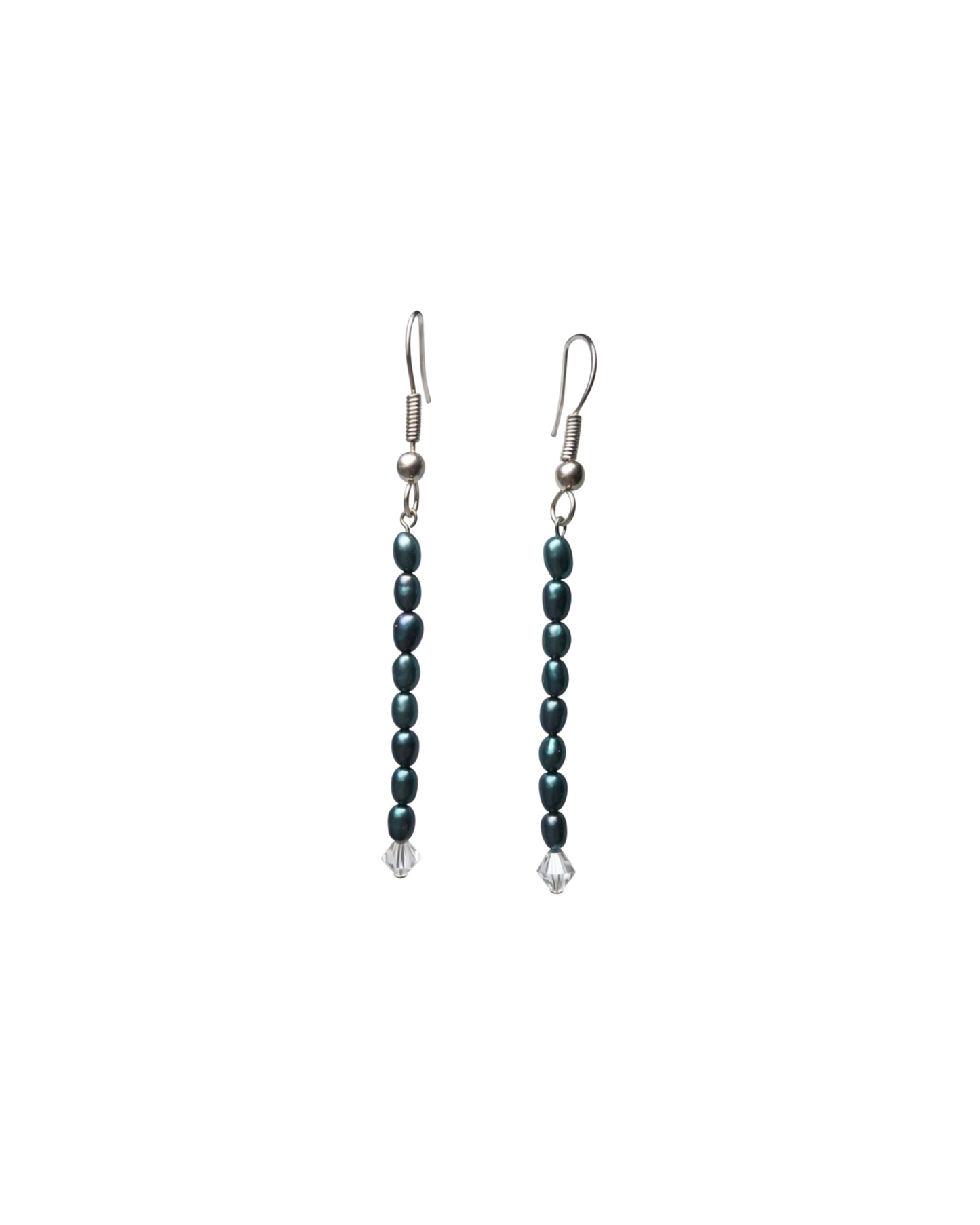 Sterling Silver Freshwater Pearl & Swarovski Crystal Drop Earrings